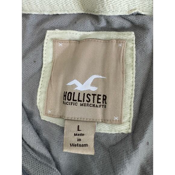 Vtg Y2K Hollister Logo Gray Polo Top Tee Bella Swan Grunge SZ Large - Picture 3 of 5